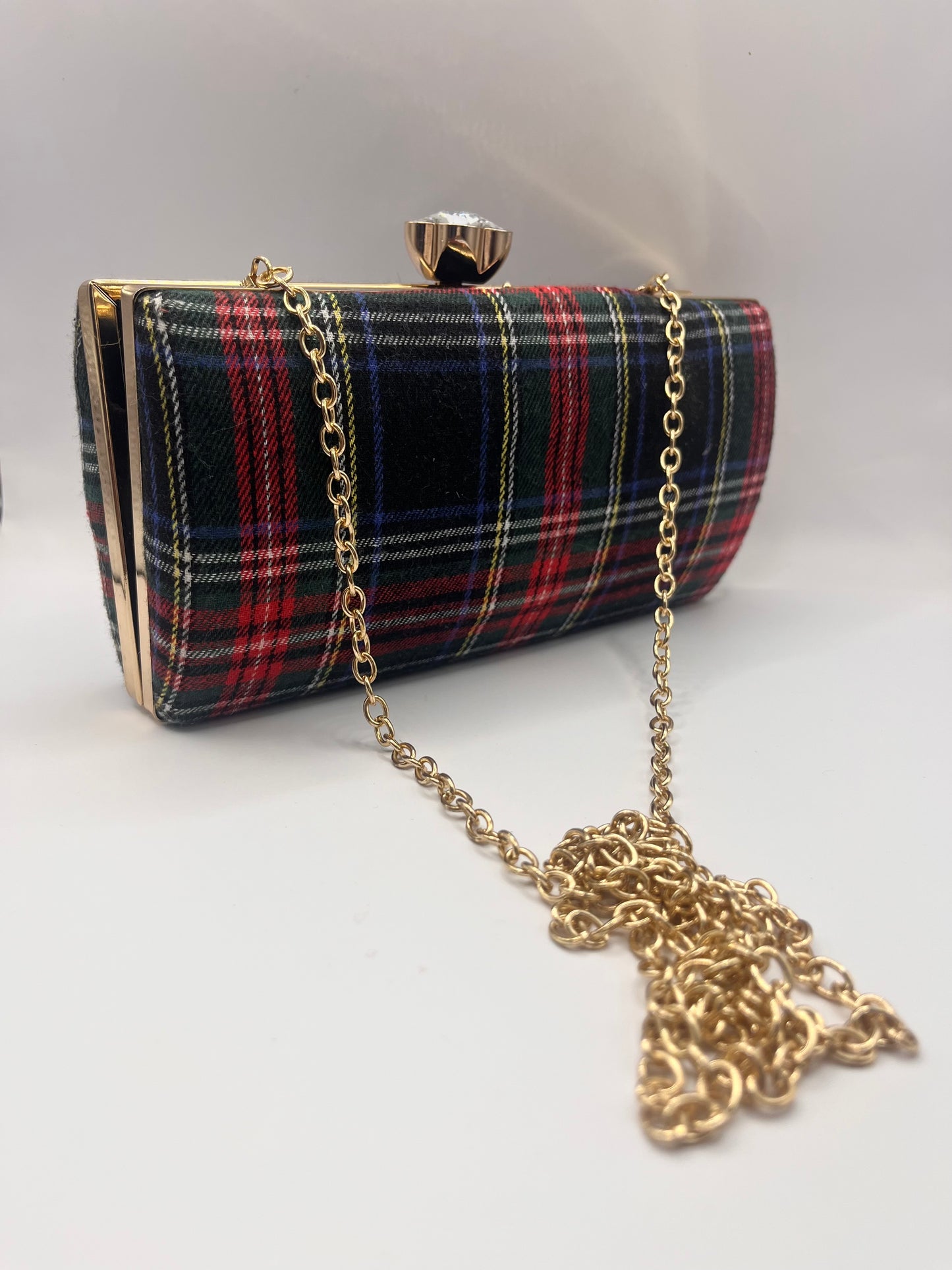 Plaid clutch -handbag