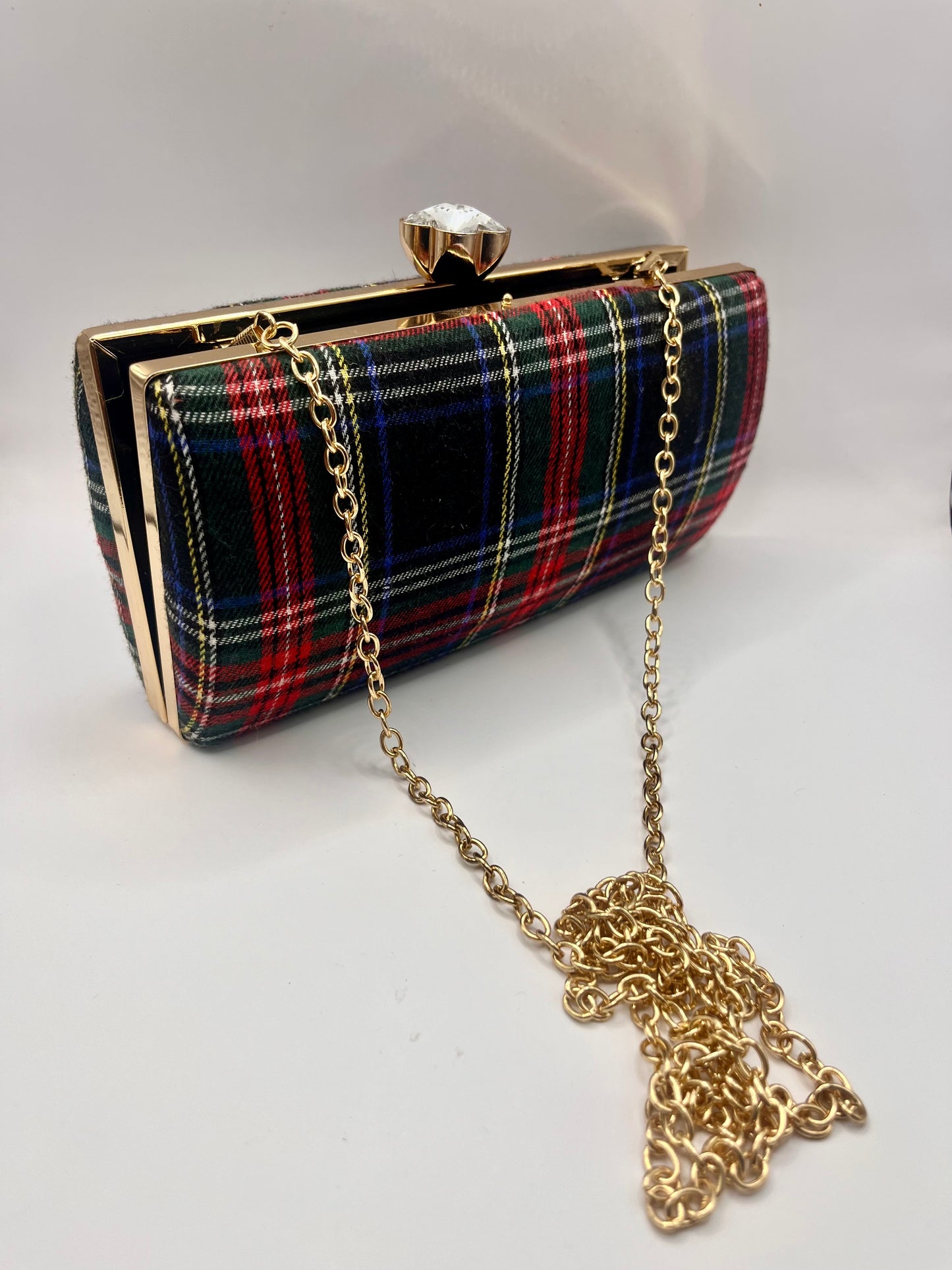 Plaid clutch -handbag