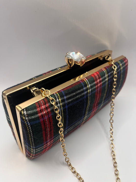 Plaid clutch -handbag