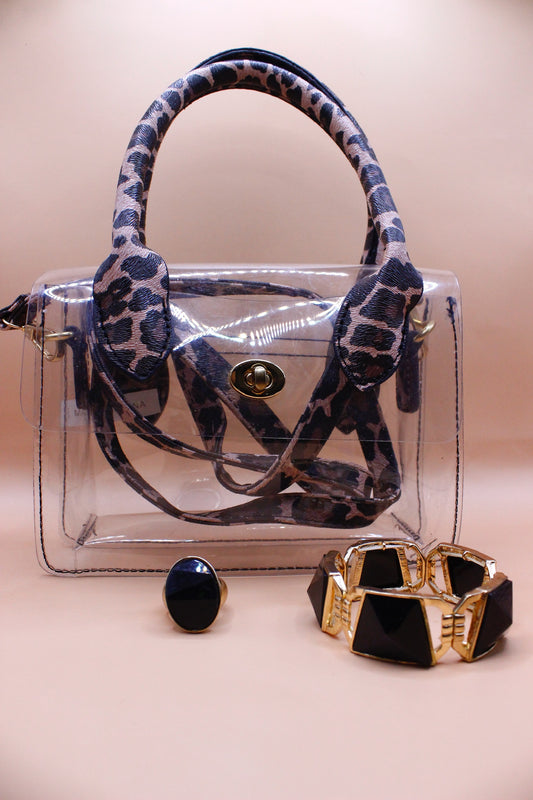 Clear Cheetah mini tote