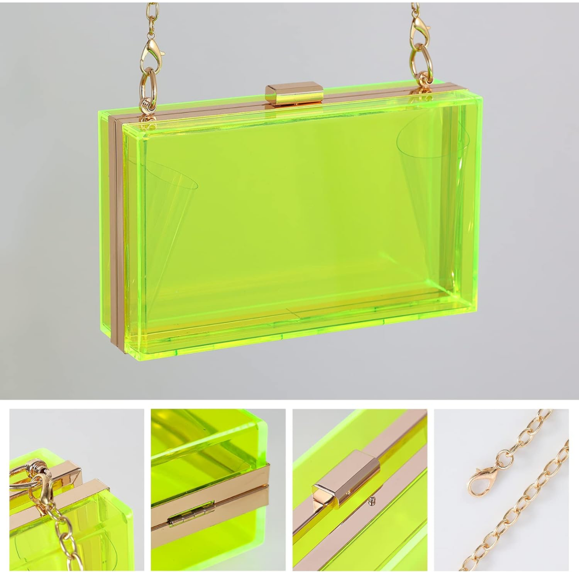 Acrylic Clear Clutch - Lime Green