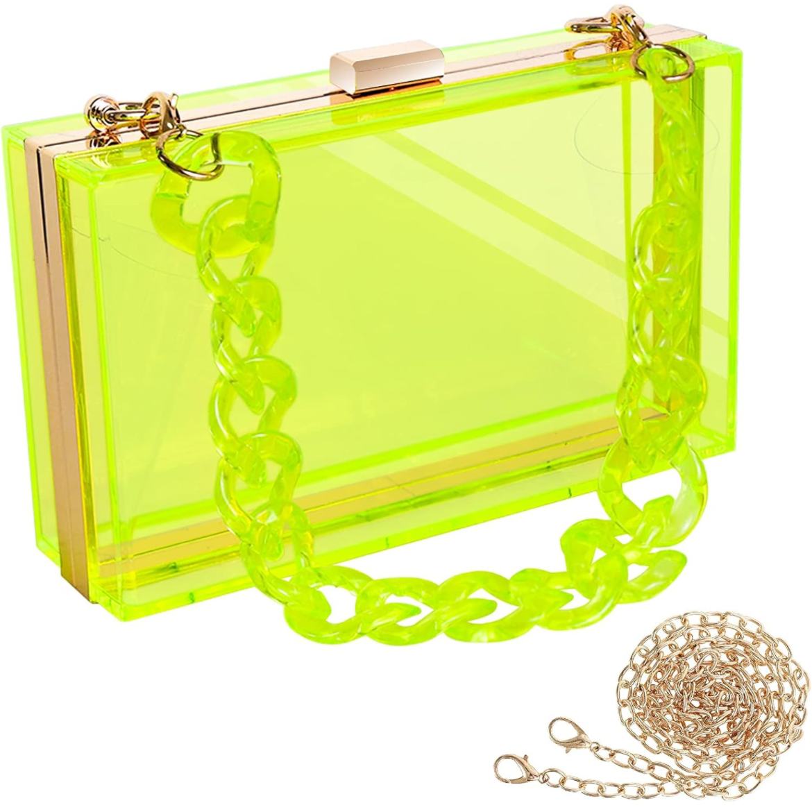 Acrylic Clear Clutch - Lime Green