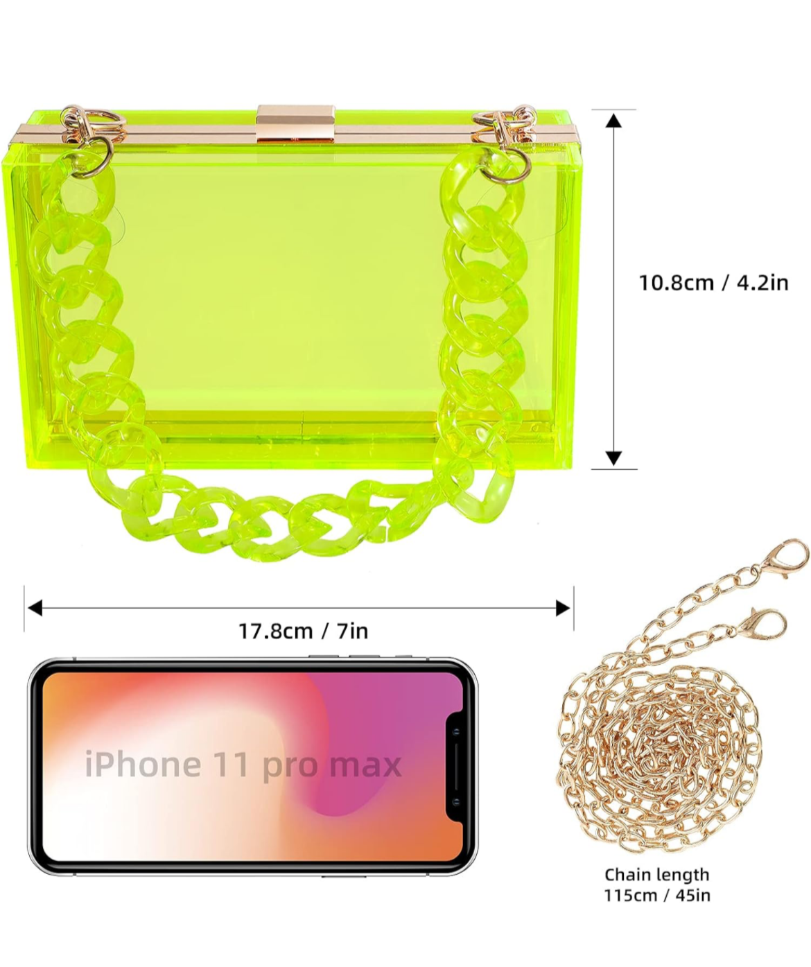 Acrylic Clear Clutch - Lime Green