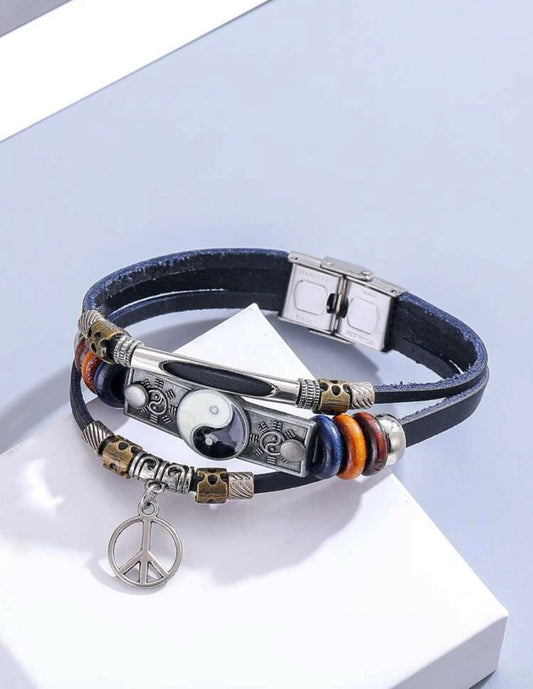 Yin & Yang Leather Strap-Unisex bracelet