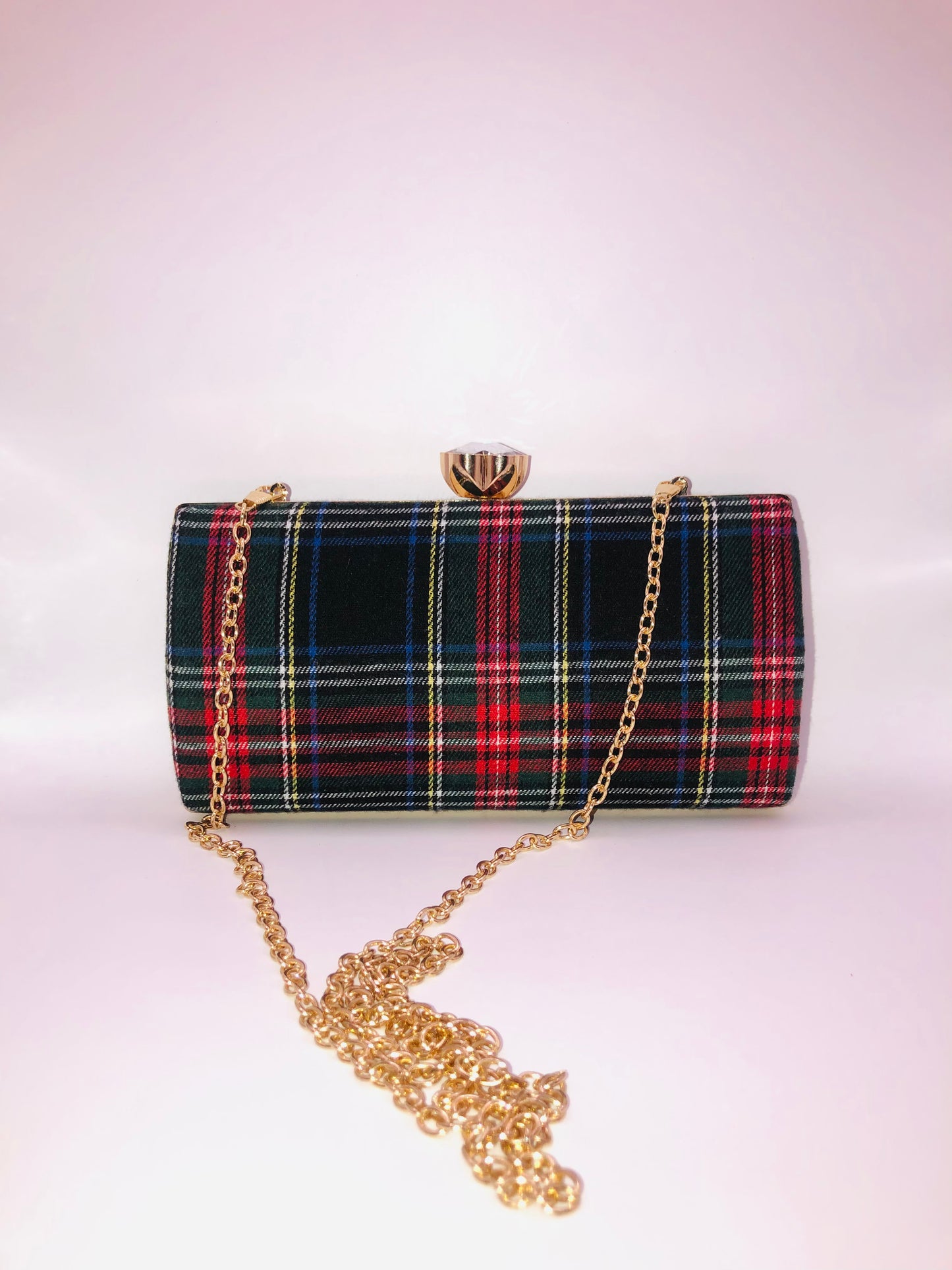 Red plaid mini clutch