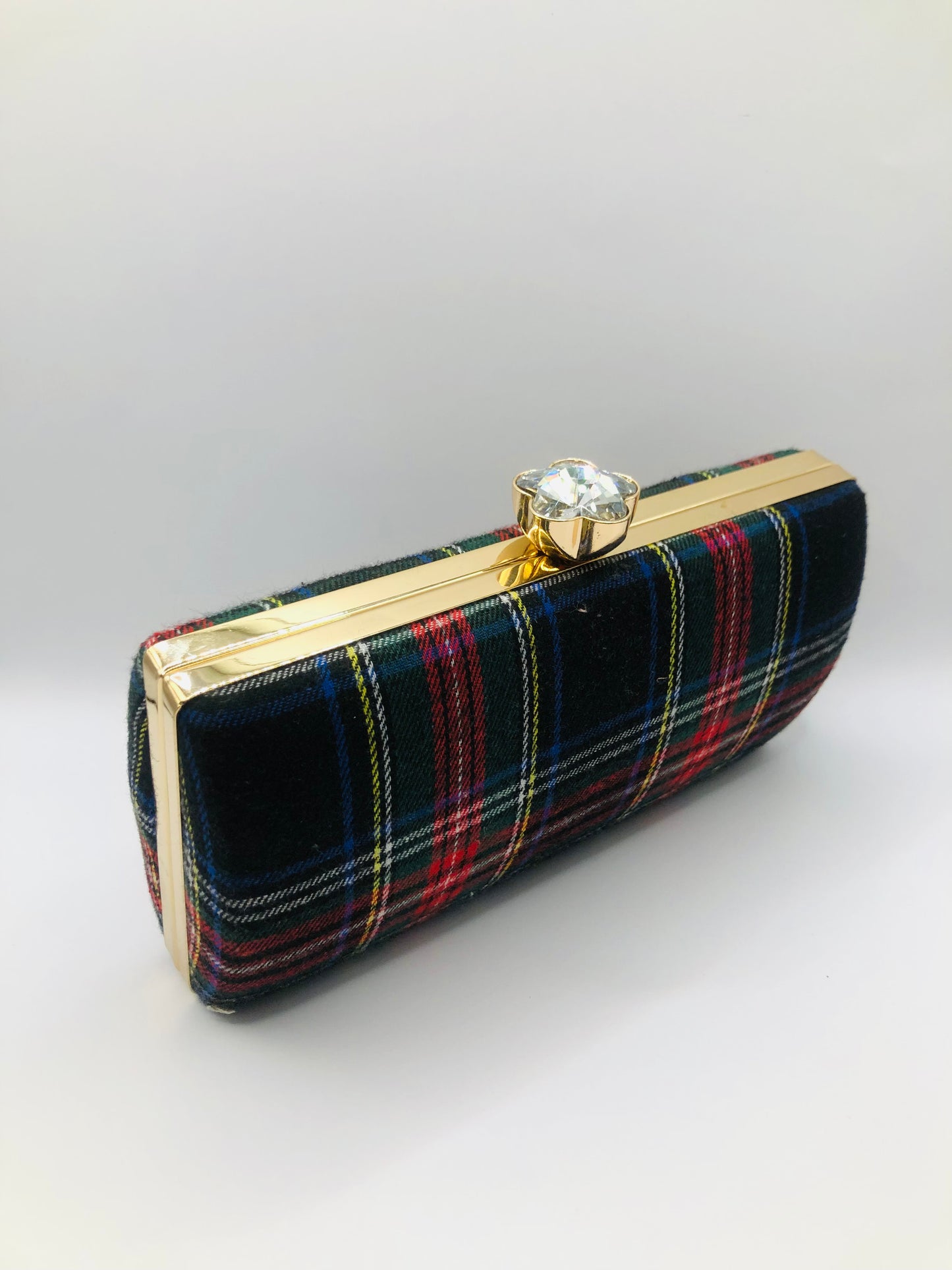 Red plaid mini clutch