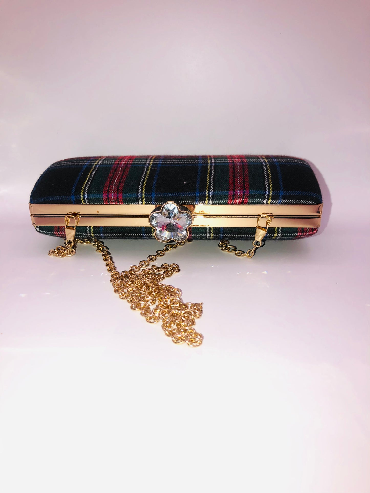 Red plaid mini clutch